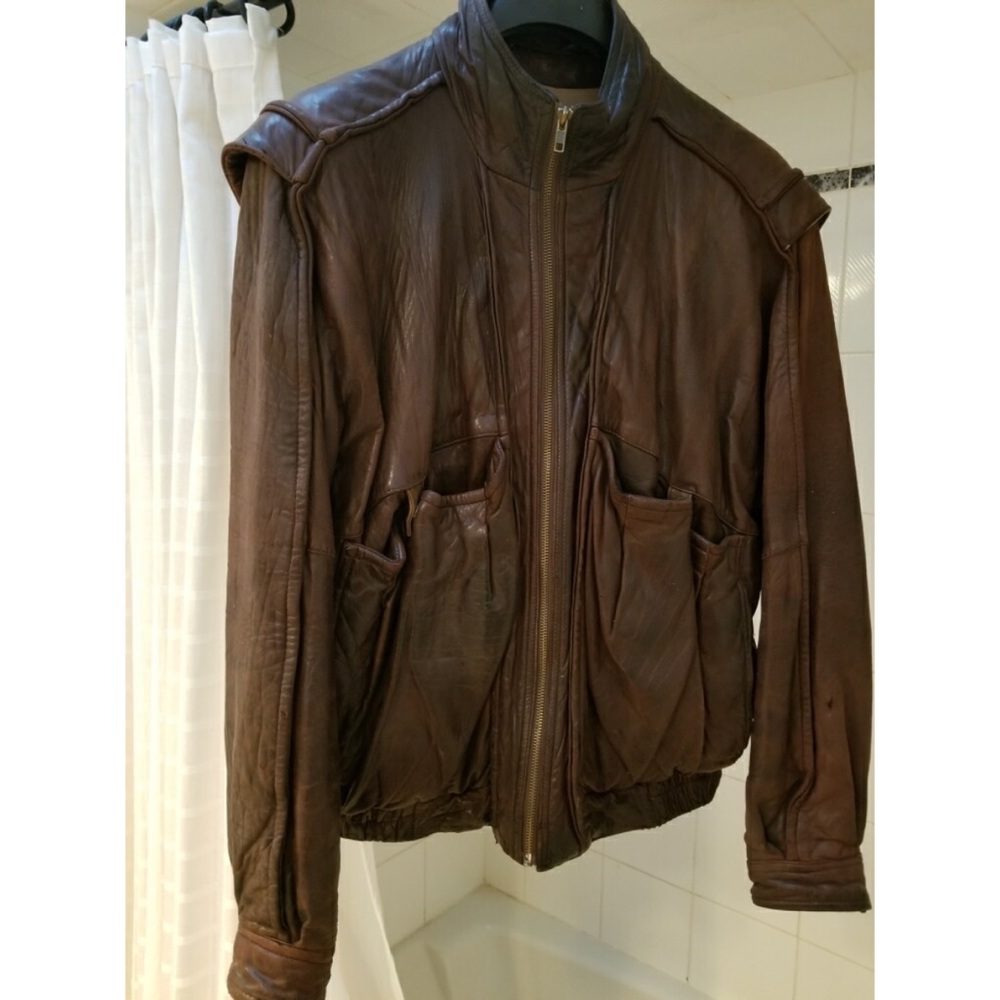 Vintage Brown Leather Men’s Aviator Bomber Jacket